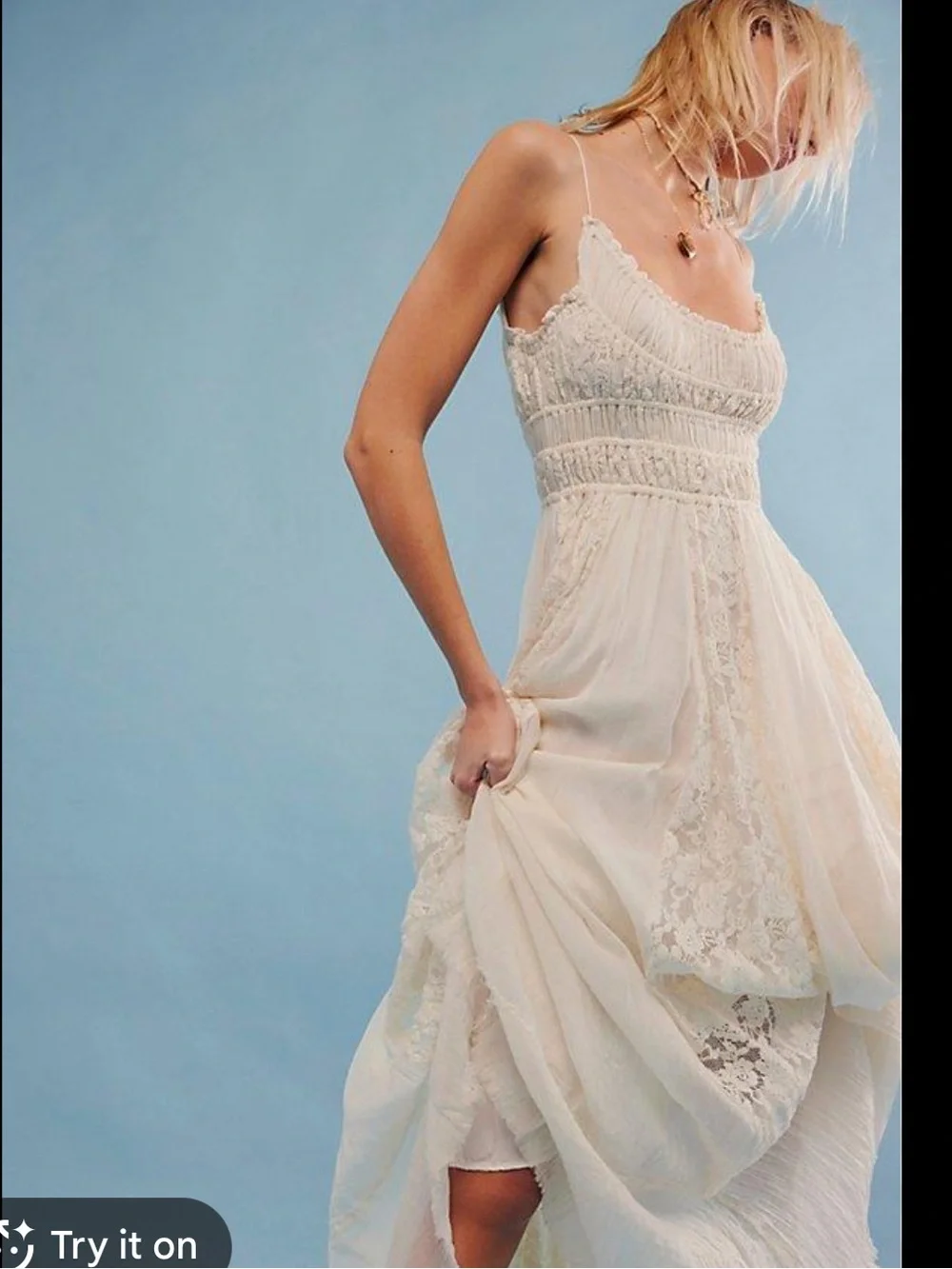 Free People Ciella Floral Lace Milkmaid Maxi Dress - Picture 2 of 12